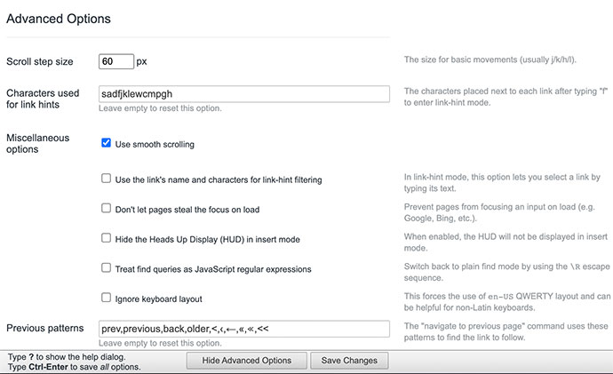 Vim On Browser Advance Options