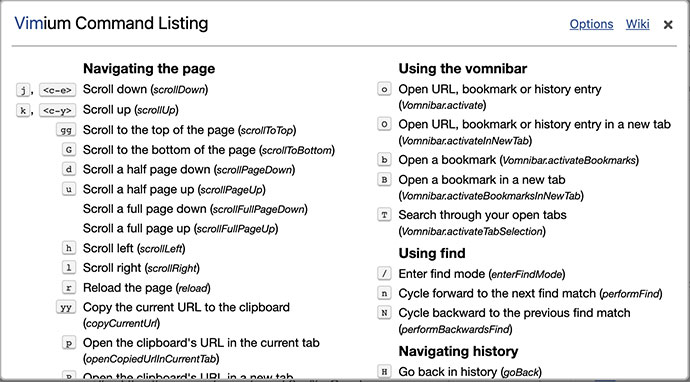 Vim On Browser Commands
