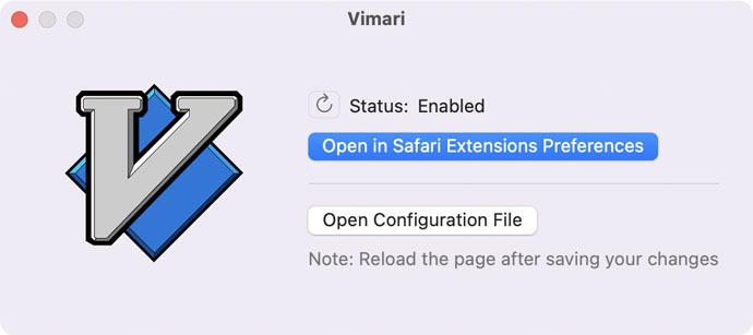 Vim On Browser Vimari Open Config