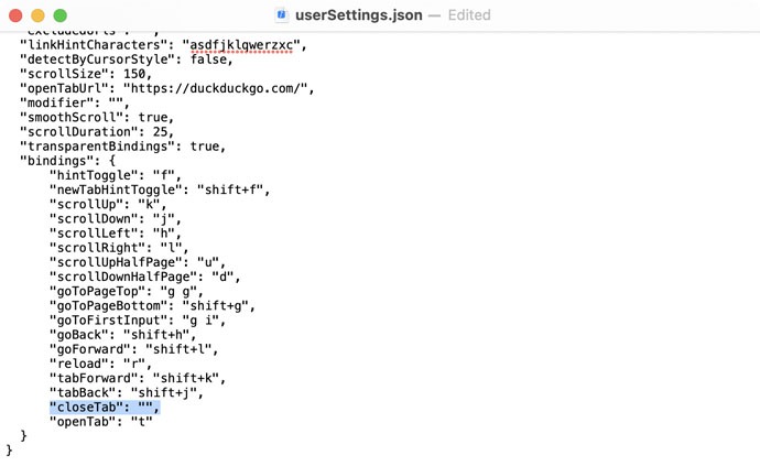 Vim On Browser Vimari Unmap