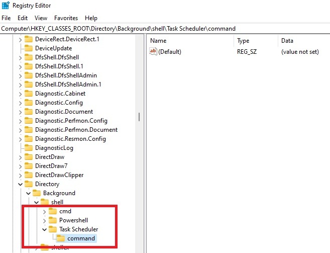 Naming a new Task Scheduler key in Registry Editor.