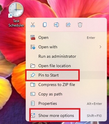 Pinning a shortcut from the desktop to the Start menu or taskbar.