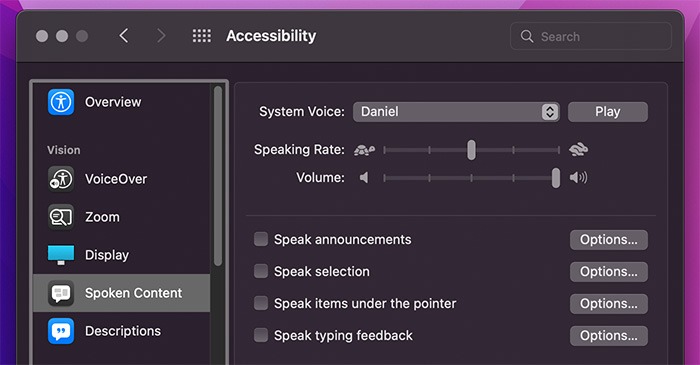 What Is Accessibility On Mac Spoken Content System Preferences