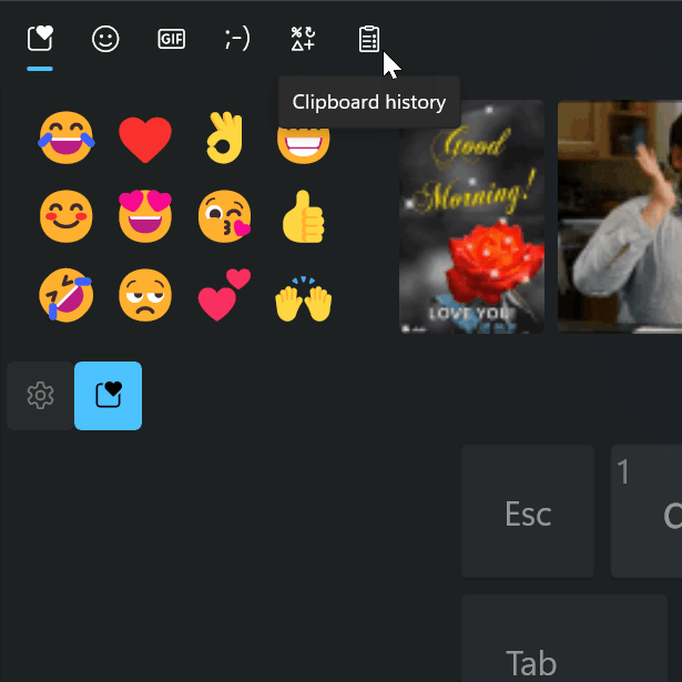 Windows 11 Touch Keyboard Clipboard Icon
