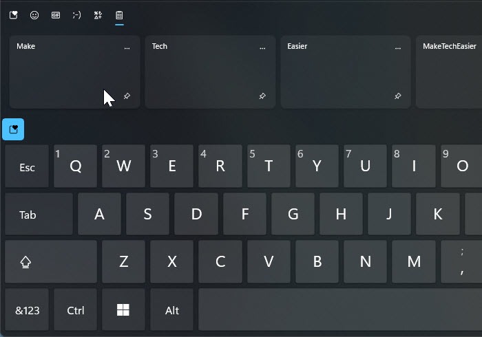 Windows 11 Touch Keyboard Clipboard Panel