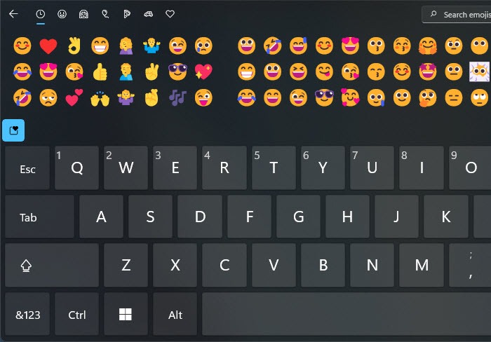 Windows 11 Touch Keyboard Emoji Panel Emojis Search