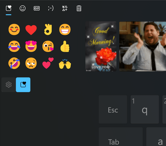Windows 11 Touch Keyboard Emoji Panel