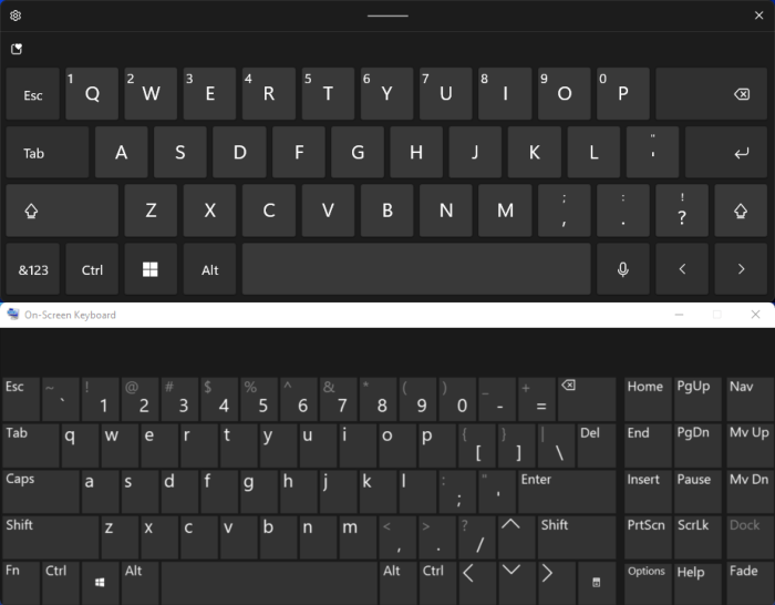 Windows 11 Touch Keyboard On Screen Compare