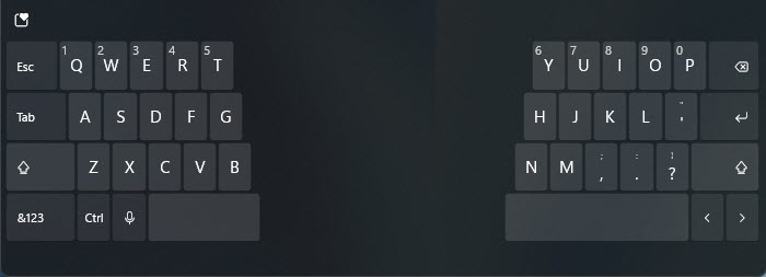 Windows 11 Touch Keyboard Split Layout