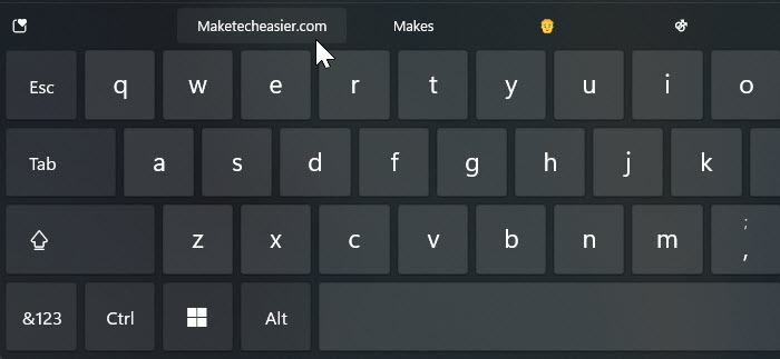 Windows 11 Touch Keyboard Swipe Typing Suggestion
