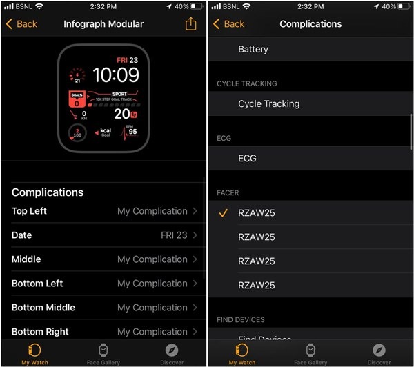 Apple Watch Face Customize Complication