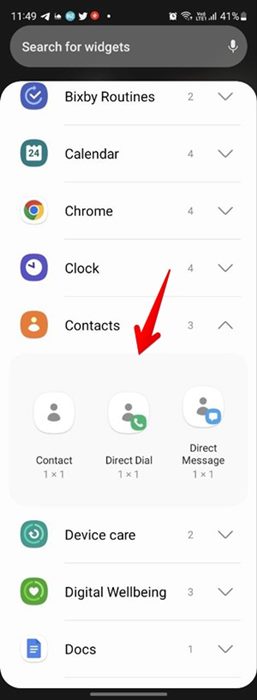 Contact Android Widget Add 2