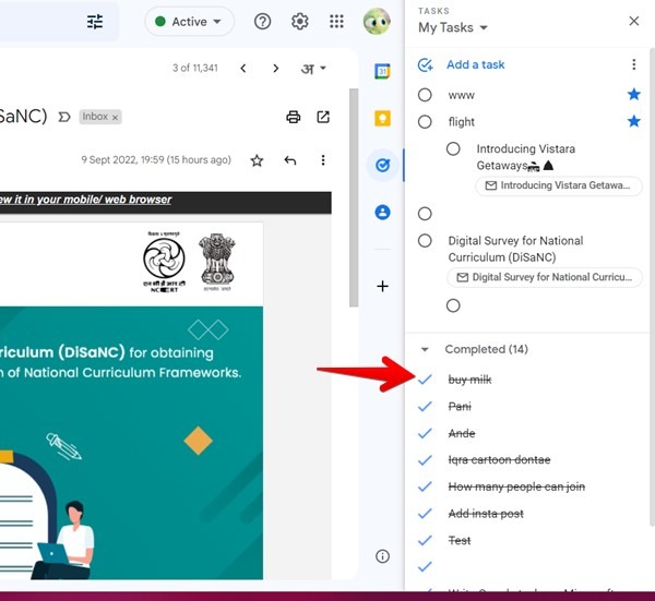 Google Tasks Completed List Uncomplete