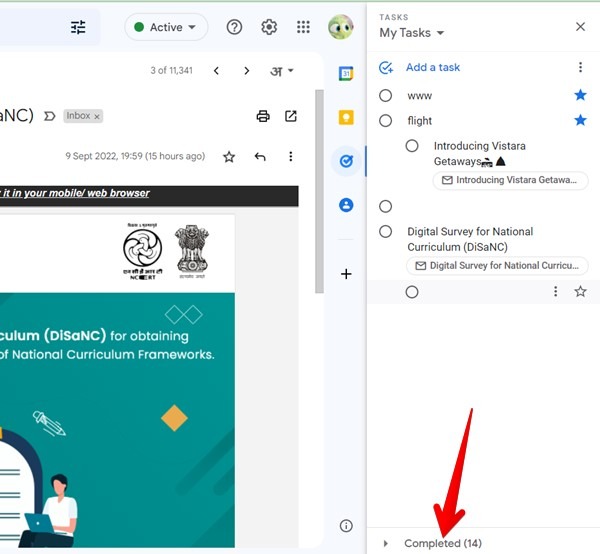 Google Tasks Completed List