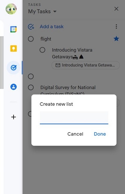 Google Tasks List Name View