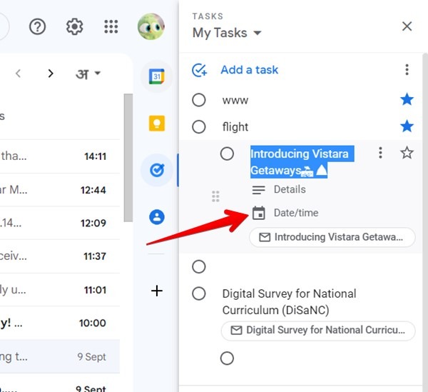 Google Tasks Reminder Set