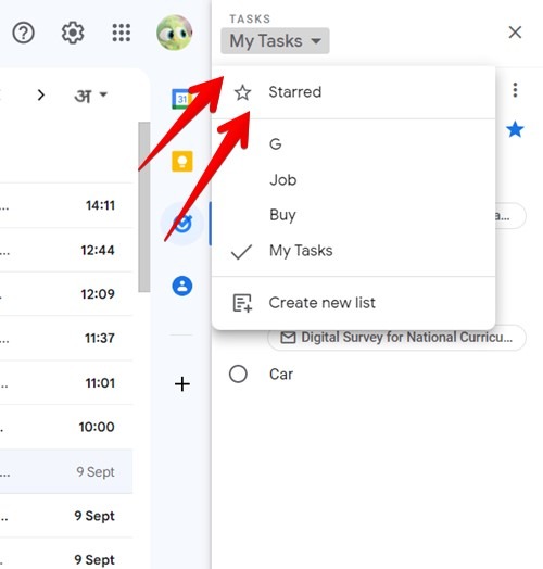 Google Tasks Starred List