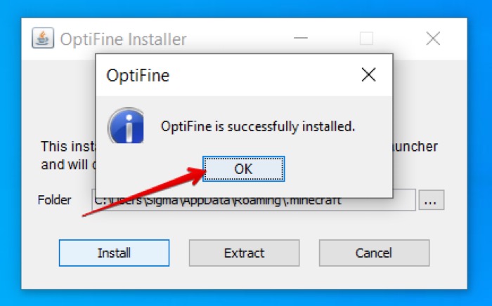 How To Download And Install Optifine For Minecraft Optifine Successfully Installed