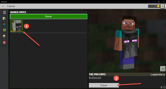 How To Get A Cape In Minecraft Select Upir Skin And Equip It