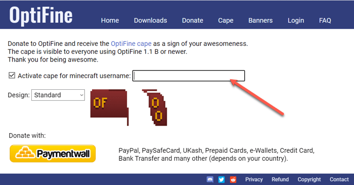 How To Get The Optifine Cape In Minecraft Put In Your Username
