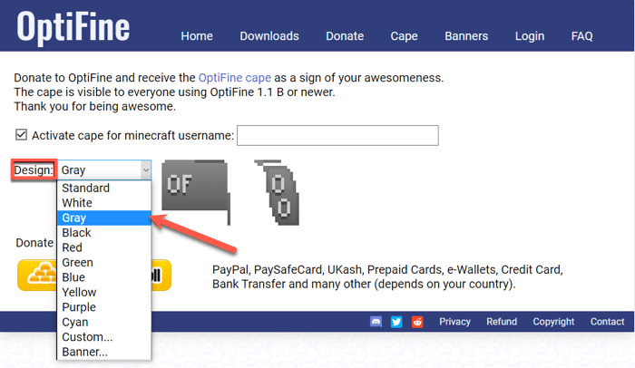 How To Get The Optifine Cape In Minecraft Select Cape Design