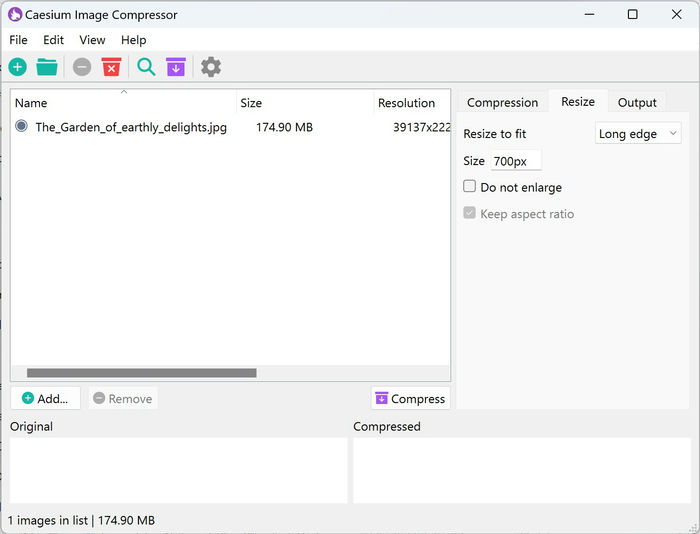 Large Files Caesium Resize
