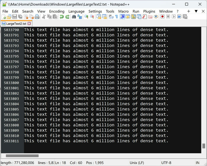 Large Files Notepad Plus Plus Text Dark 
