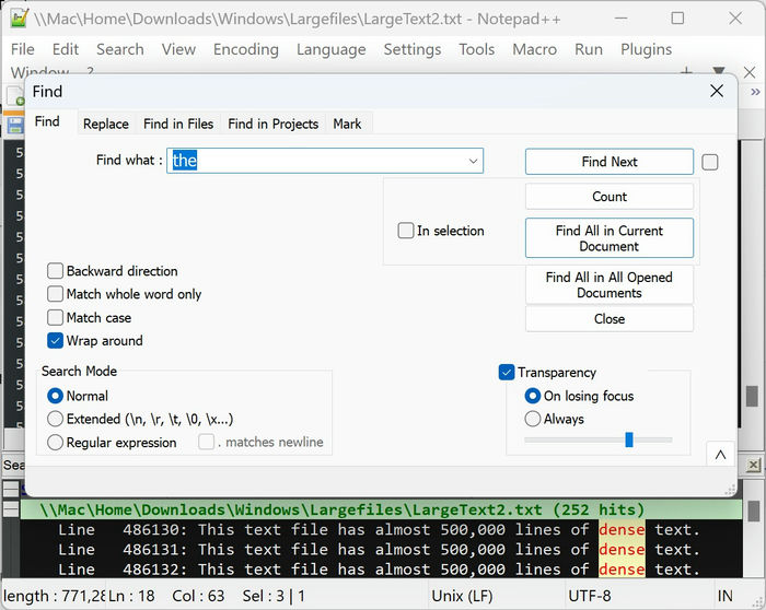 Large Files Notepad Plus Plus Text Dark Find 