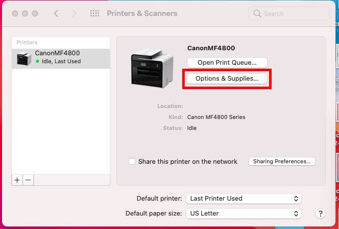 Mac Unable Print View Options Supplies