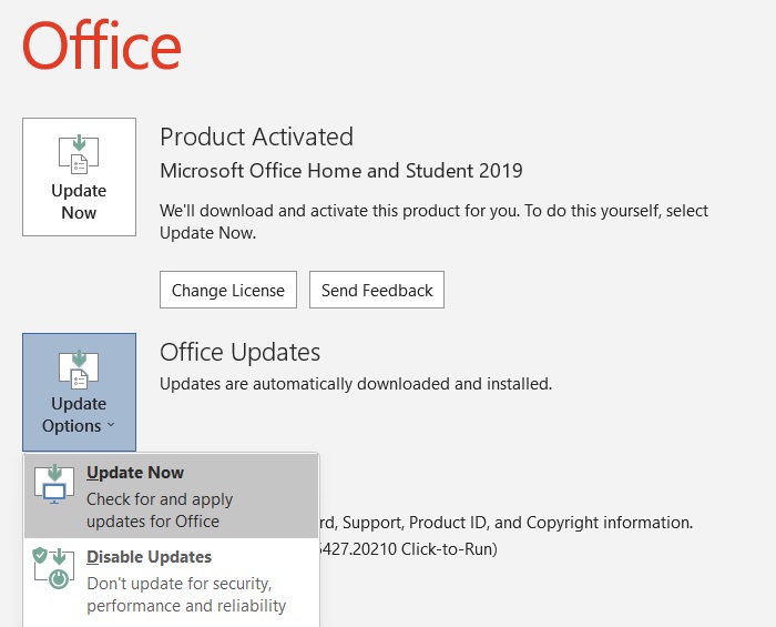 Office License Problem Office Select Update Now