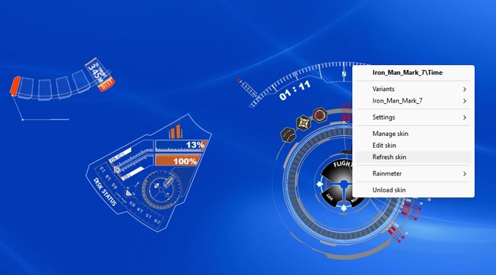 Refresh a skin in Rainmeter themed RMSKIN file. 