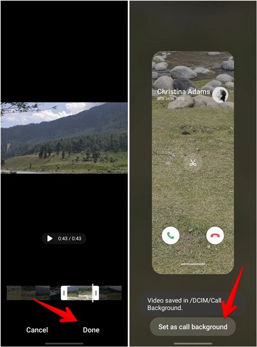 Samsung Call Background Video Trim Save
