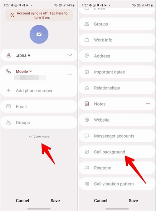 Samsung Contact Call Background
