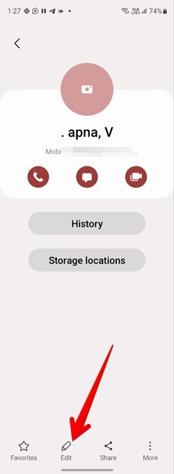 Samsung Contact Edit