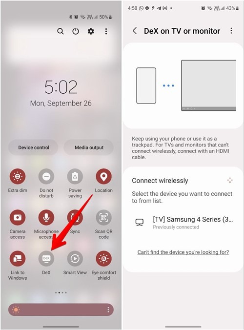 Samsung Dex Quick Tile