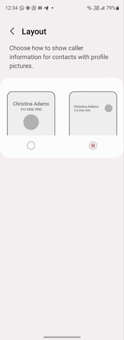 Samsung Phone App Call Layout Select