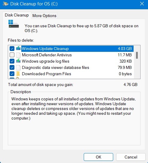 Too Many Background Process Disk Cleanup Clean Space