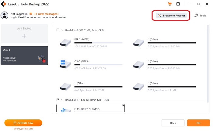 Usb Image Tools Easeus Todo Backup Browse To Recover