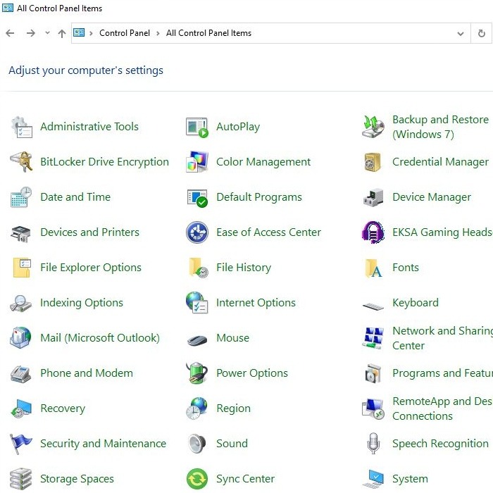 Windows Control Panel System 1
