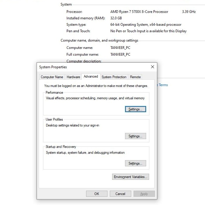 Windows Control Panel System 3