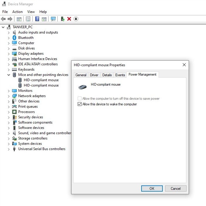 Windows Device Manager Power Management