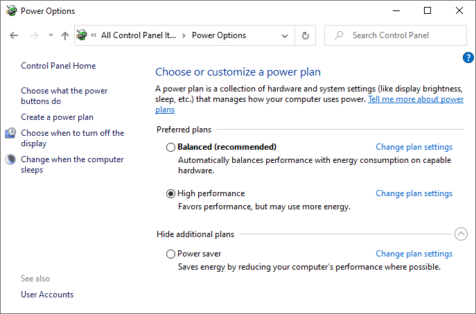 Windows Power Options 2