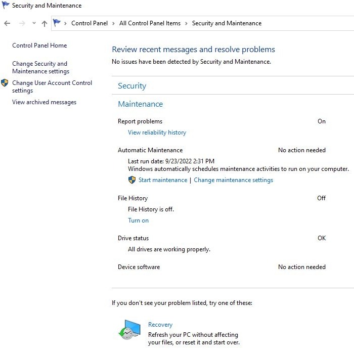 Windows Security And Maintenance 2