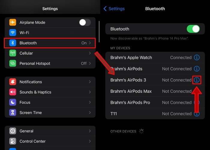 Airpods Bluetooth Settings