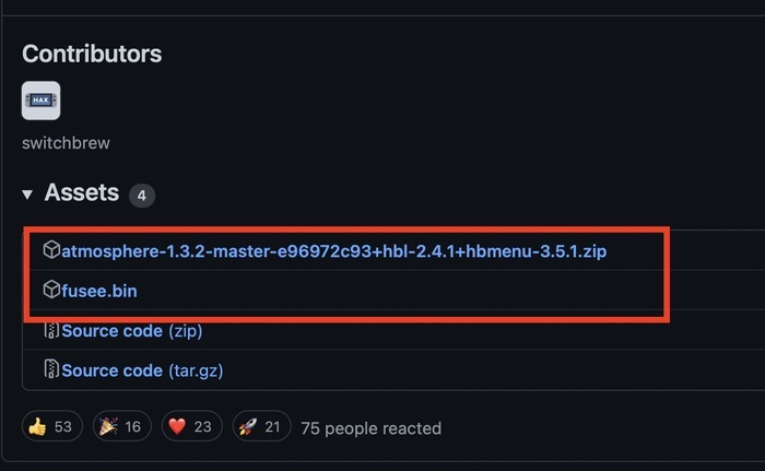 Downloading Atmosphere and fusee