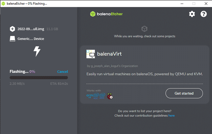 Balena Etcher Flashing Raspberry Pi Os Image