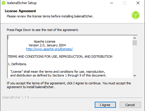 Balena Etcher Installation Wizard