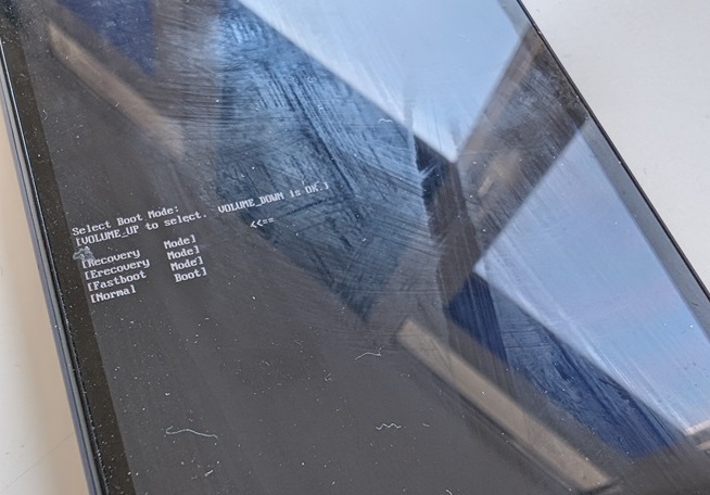 Phone showing Recovery Mode option ready to be selected.