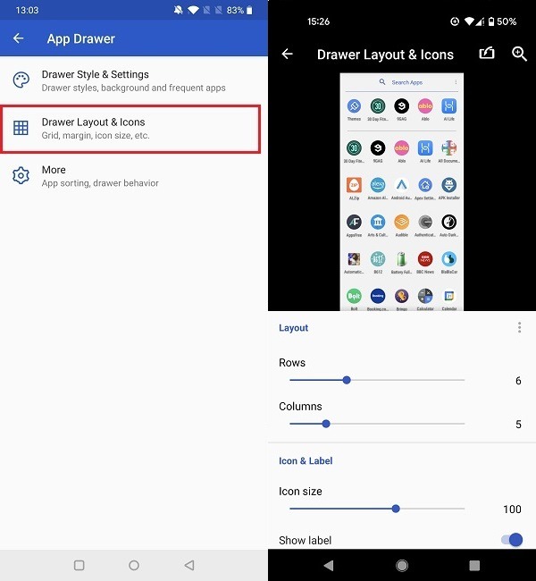 Change App Icon Size Apex App Drawer
