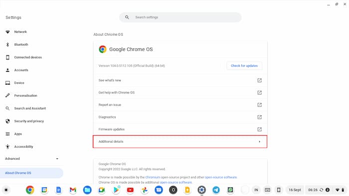 Chromeos About